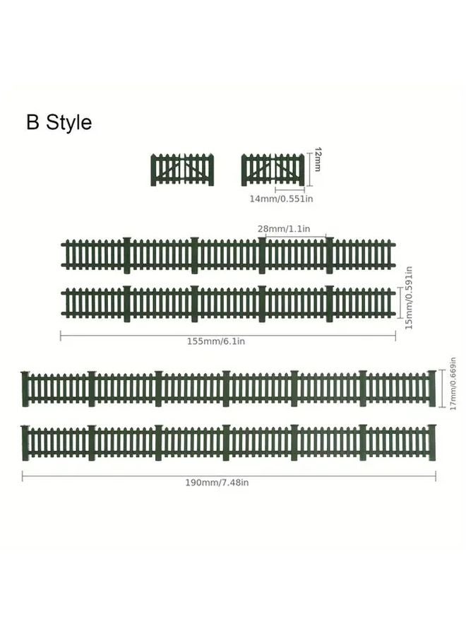 Green And White Striped HO Scale Model Fence Durable Plastic For Outdoor Yard Decor - Image 3