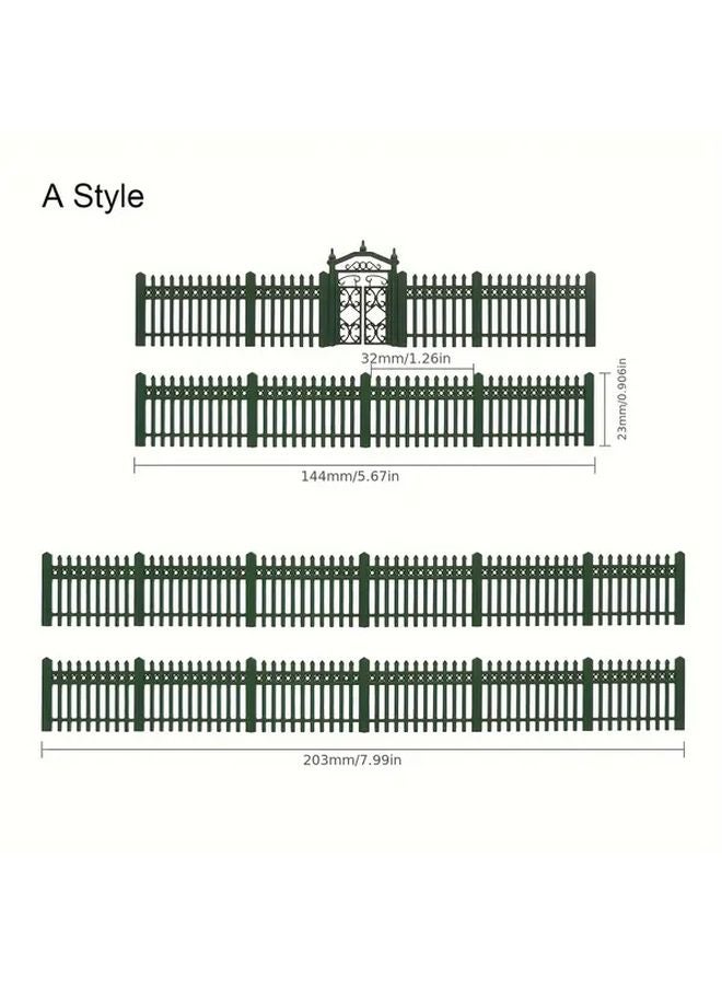 Green And White Striped HO Scale Model Fence Durable Plastic For Outdoor Yard Decor - Image 4