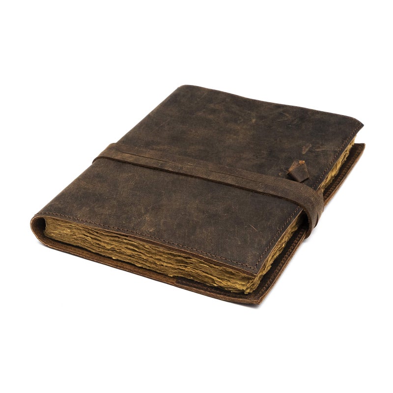 NomadCraftsCo. Refillable Vintage Leather Journal - Book of Shadows Journal, Vintage Journal, Writing Journal, Handmade Antique Deckle Edge Paper, Vintage Leather Journal (8.3" x 5.8" - A5, Vintage Brown) - Image 1