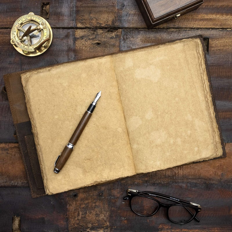 NomadCraftsCo. Refillable Vintage Leather Journal - Book of Shadows Journal, Vintage Journal, Writing Journal, Handmade Antique Deckle Edge Paper, Vintage Leather Journal (8.3" x 5.8" - A5, Vintage Brown) - Image 4