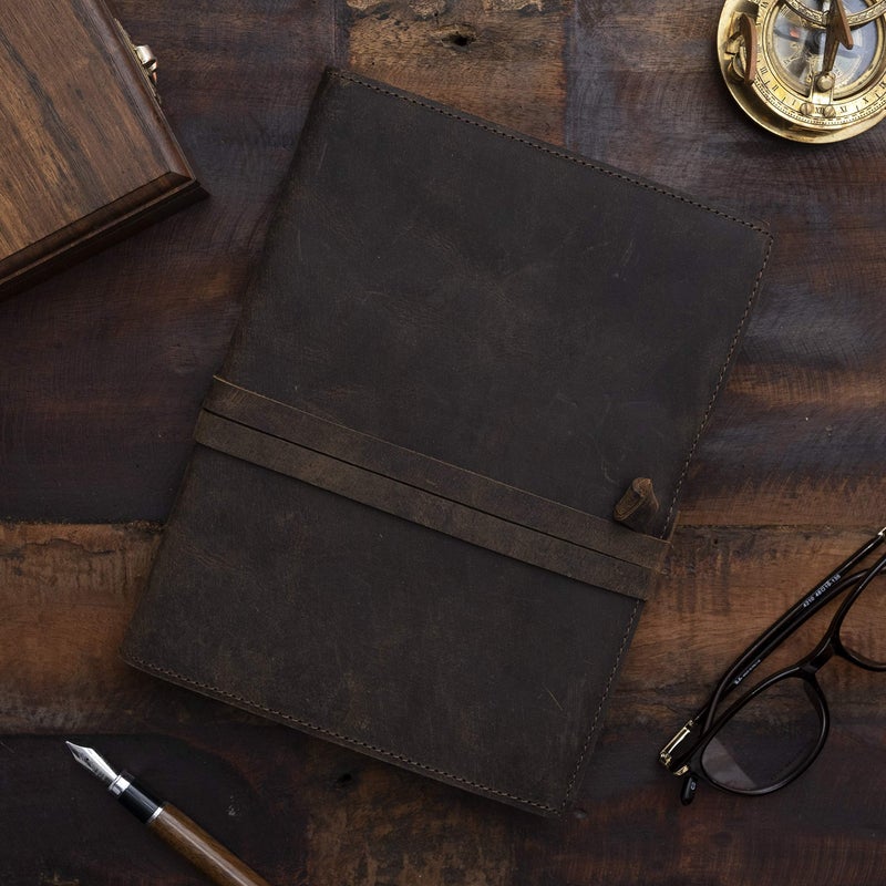 NomadCraftsCo. Refillable Vintage Leather Journal - Book of Shadows Journal, Vintage Journal, Writing Journal, Handmade Antique Deckle Edge Paper, Vintage Leather Journal (8.3" x 5.8" - A5, Vintage Brown) - Image 2