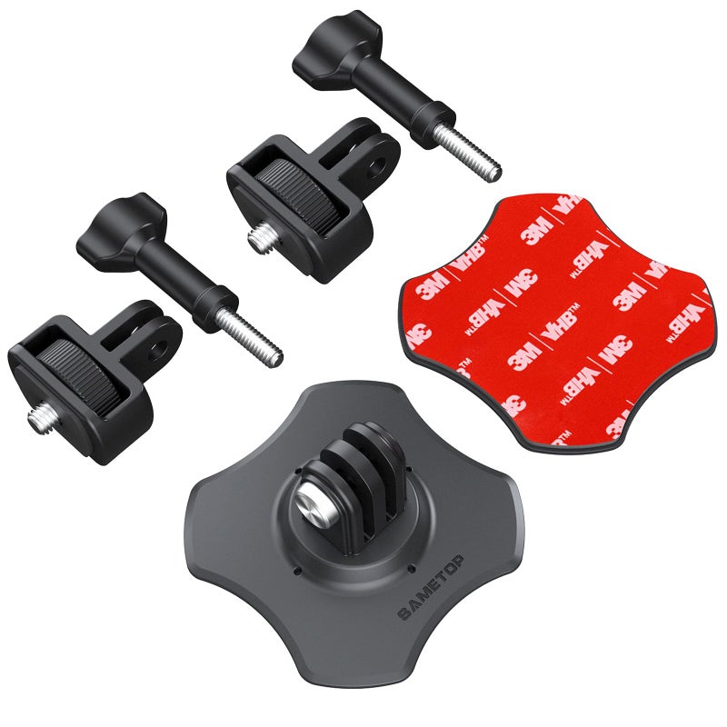Sametop Flexible Adhesive Mount 3M Sticky Helmet Attachment Compatible with GoPro Hero 13 12 11 10 Max 9 8 7 6 Session Insta360 X5 X4 X3 X2 ONE DJI Osmo AKASO Action Cameras (2 Packs) - Image 1