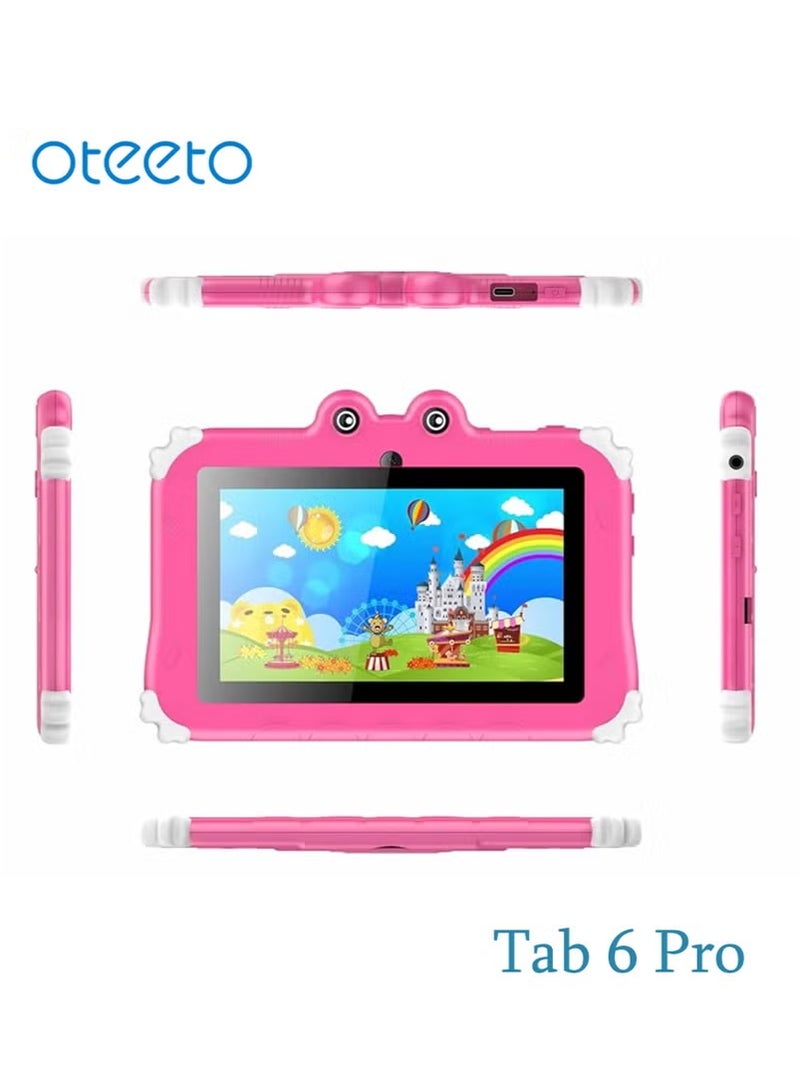 Oteeto Tab 6 Kids Android 13 Tablet | 7-Inch IPS HD Display | 4GB RAM + 128GB Storage | WiFi Connectivity | Durable Pink Kid-Proof Case | Educational Apps & Parental Controls | 3500mAh Battery | Lightweight Learning Tablet for Children Ages 3–12 - Image 4