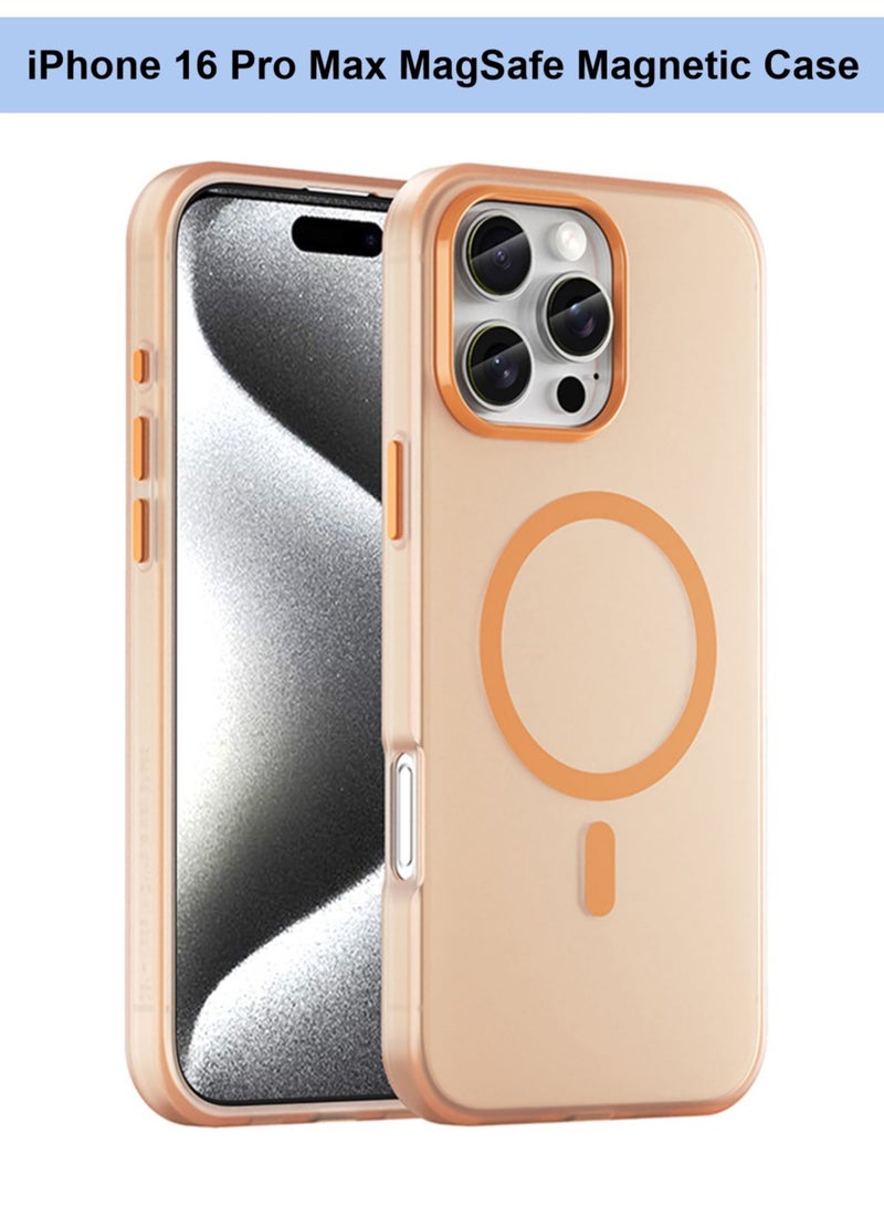 Abania iPhone 16 Pro Max Case with MagSafe, Translucent Matte Orange, Slim Military-Grade Shockproof, Anti-Yellow Anti-Fingerprint iPhone 16 Pro Max Cover Compatible with MagSafe Accessories - Image 1