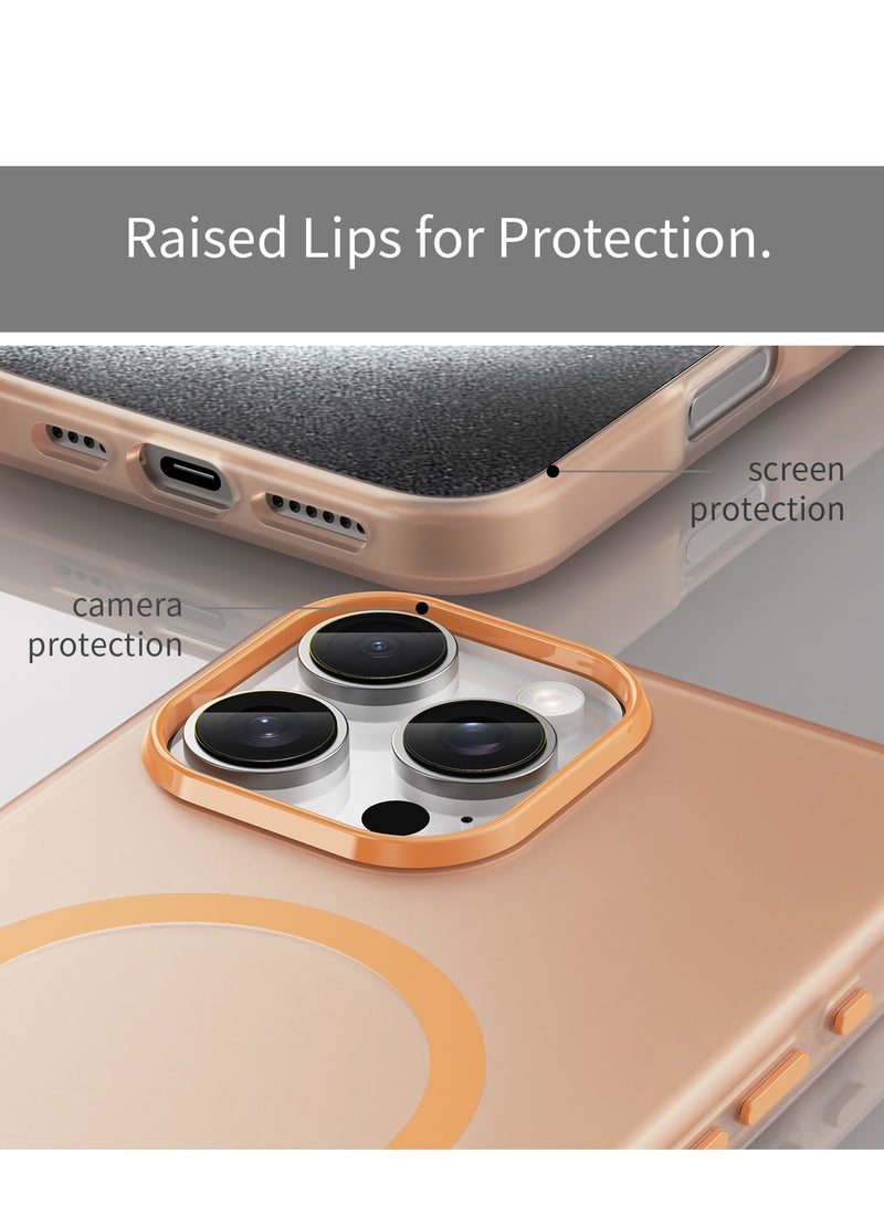 Abania iPhone 16 Pro Max Case with MagSafe, Translucent Matte Orange, Slim Military-Grade Shockproof, Anti-Yellow Anti-Fingerprint iPhone 16 Pro Max Cover Compatible with MagSafe Accessories - Image 5
