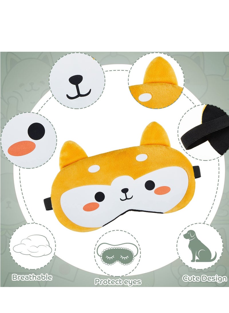 Eye Mask,3 Pcs Cute Cartoon Travel Shading Eye Mask, Cartoon Dog Face Eye Cover Funny Animal Cat Sleeping Mask, Lightweight Fun Eye Masks for Kids Boys and Girls (Fox Cat Dog) - Image 4
