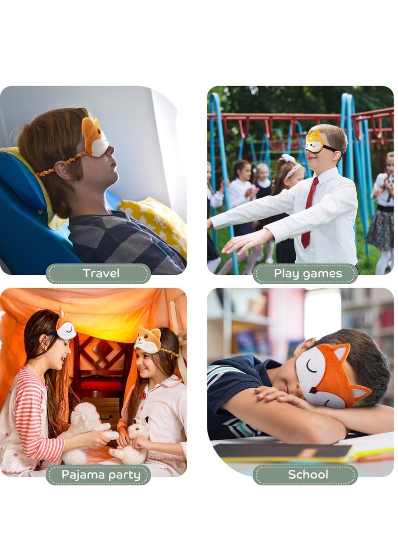 Eye Mask,3 Pcs Cute Cartoon Travel Shading Eye Mask, Cartoon Dog Face Eye Cover Funny Animal Cat Sleeping Mask, Lightweight Fun Eye Masks for Kids Boys and Girls (Fox Cat Dog) - Image 3