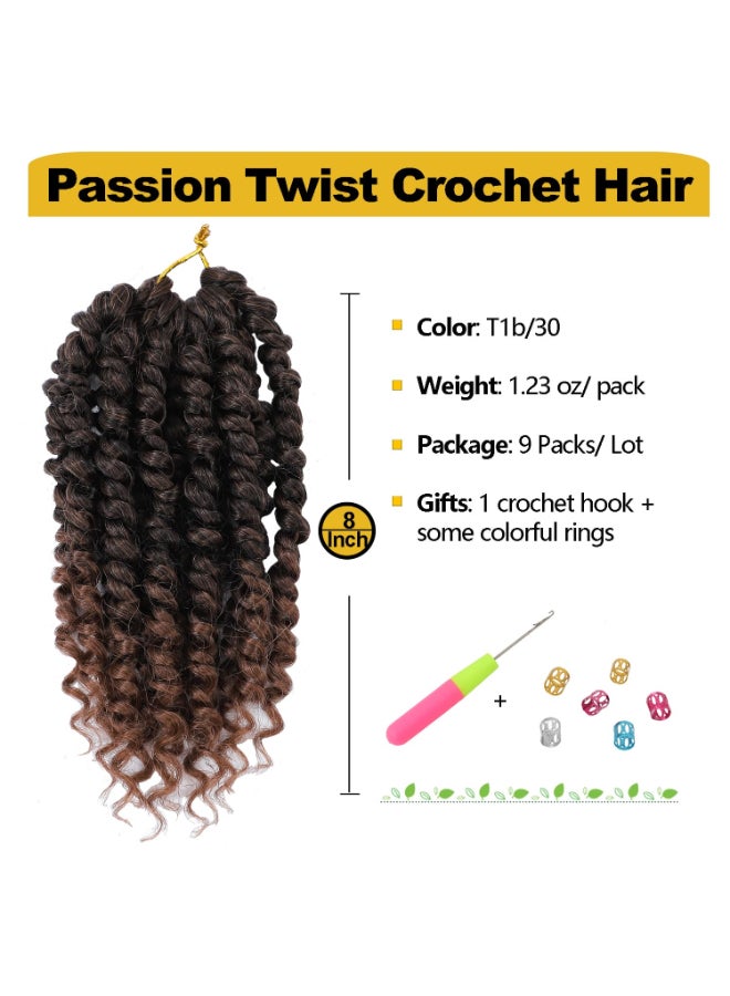 Forevery Passion Twist Hair 8 Inch Passion Twist Crochet Hair Pre twisted Crochet Hair For Black Women Crochet Passion Twist Hair With Curly Ends T30 - Image 4
