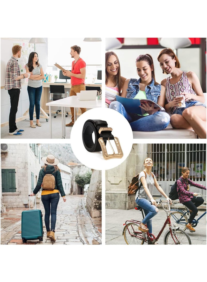 SOLARAE 2 pcs Leather Western Belts for Women, Ladies Vintage Design, Leather Waist Plus Size Belt for Pants Dresses (Black, White) - Image 5