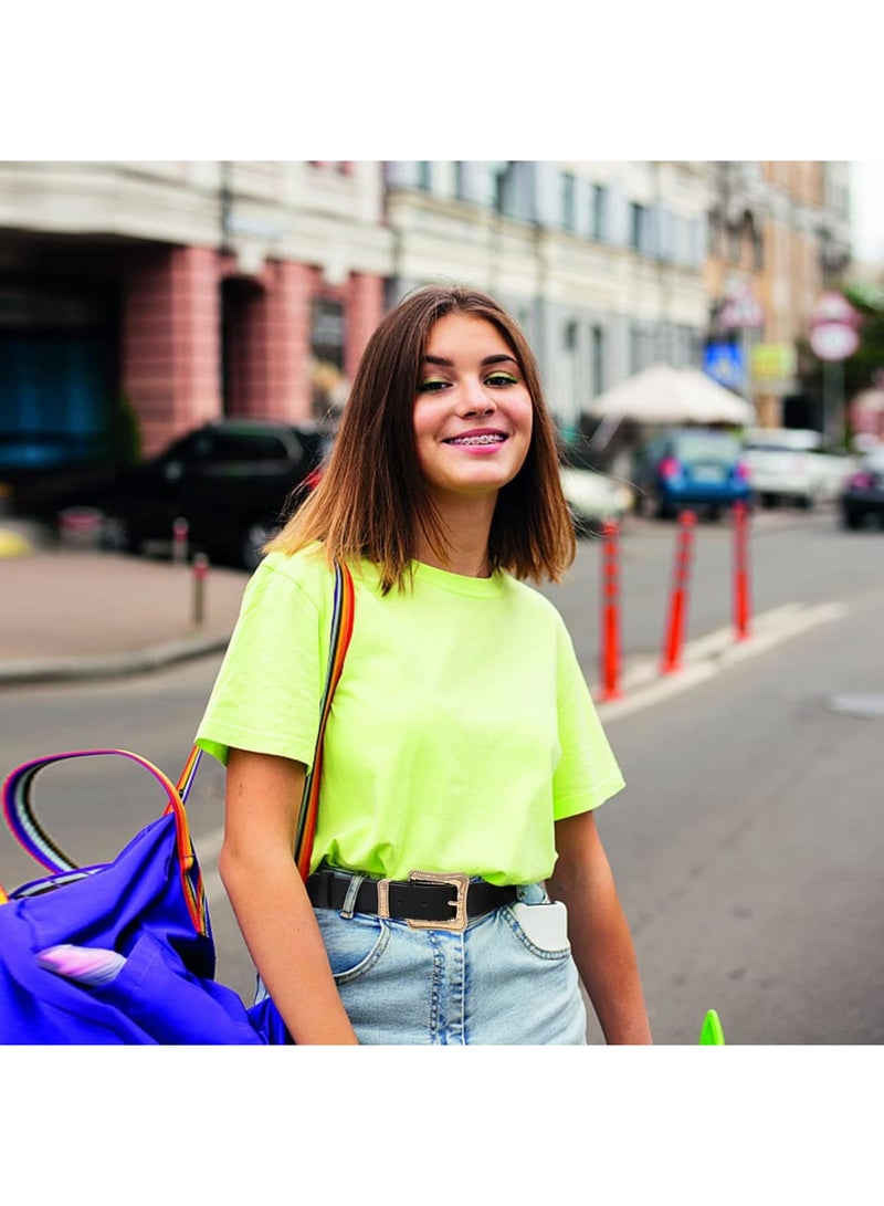 SOLARAE 2 pcs Leather Western Belts for Women, Ladies Vintage Design, Leather Waist Plus Size Belt for Pants Dresses (Black, White) - Image 4