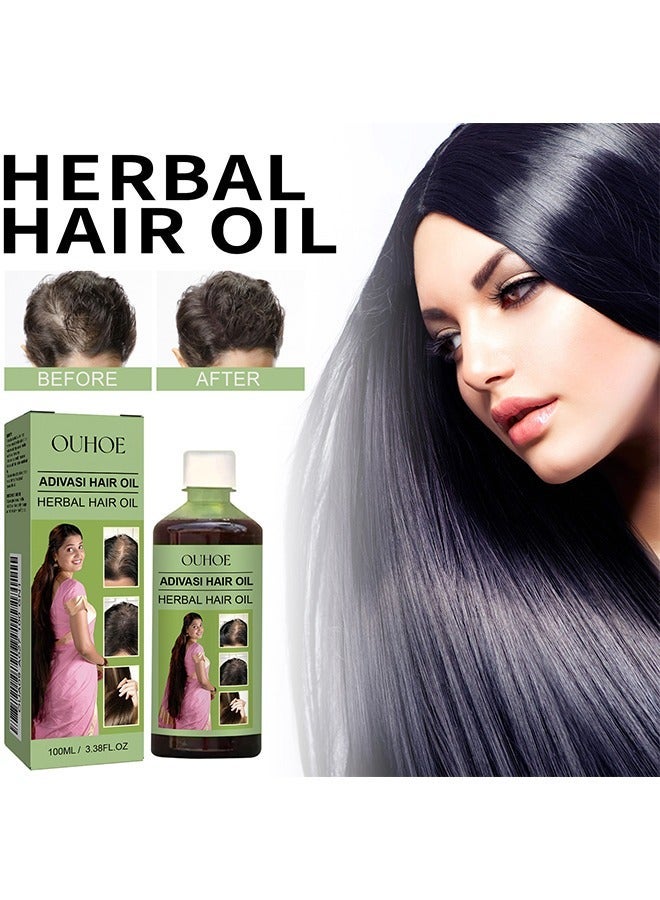 OUHOE Adivasi Hair Oil Herbal - Original Hair Growth Oil 3 IN 1 Original Hair Adivasi Hair Growth Oil | Ayurvedic Adiwasi Herbal Kesh tel with Natural Rosemary essential & Biotin for Control Hairfall anti dandruff 100ml - Image 1