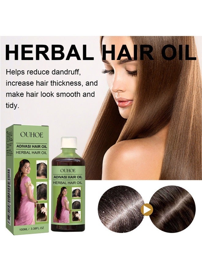 OUHOE Adivasi Hair Oil Herbal - Original Hair Growth Oil 3 IN 1 Original Hair Adivasi Hair Growth Oil | Ayurvedic Adiwasi Herbal Kesh tel with Natural Rosemary essential & Biotin for Control Hairfall anti dandruff 100ml - Image 4