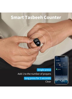 LIXES Smart Tasbih Zikr Ring, 18mm 20mm 22mm, Rechargeable Zikr Ring, Ring Count Reminder, Muslim Prayer Timing Reminder, LED Display, Tasbih Counter  - Image 2