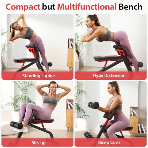 BODYWAKER Roman Chair Back Extension Bench for Glute, Hamstring and Lower Back, Hyperextension Bench, Adjustable & Foldable Weight Bench for Home Gym Strength Training (Black) - Image 2