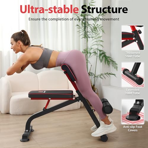 BODYWAKER Roman Chair Back Extension Bench for Glute, Hamstring and Lower Back, Hyperextension Bench, Adjustable & Foldable Weight Bench for Home Gym Strength Training (Black) - Image 3