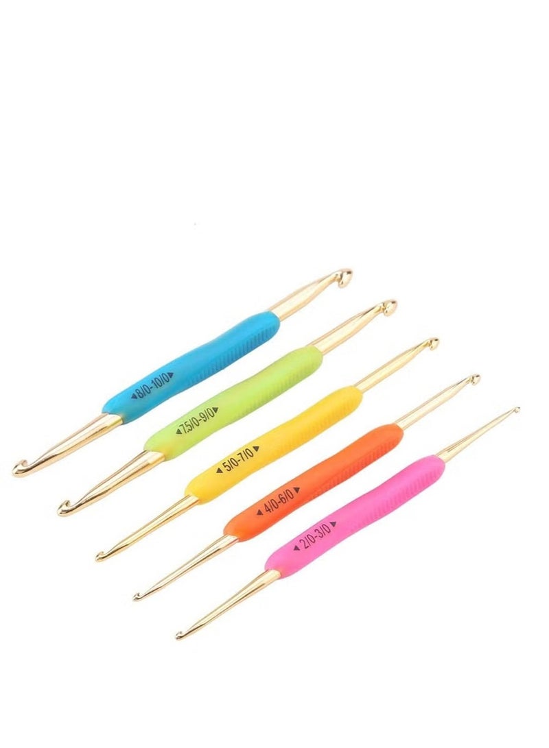 Crochet Hooks Set Double Hook Head 5 Pieces Colourful Knitting Crochet Needles Set Size 2mm-10mm Suitable for Beginners Arthritic Hands - Image 1
