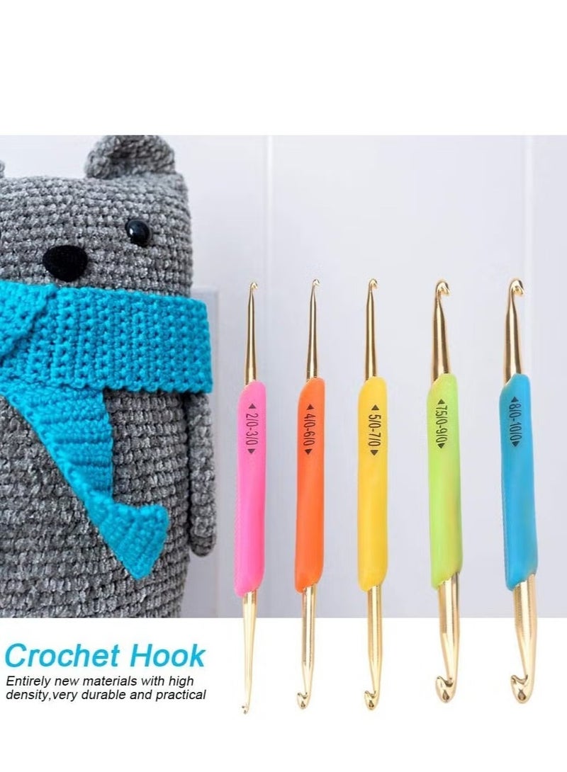 Crochet Hooks Set Double Hook Head 5 Pieces Colourful Knitting Crochet Needles Set Size 2mm-10mm Suitable for Beginners Arthritic Hands - Image 2