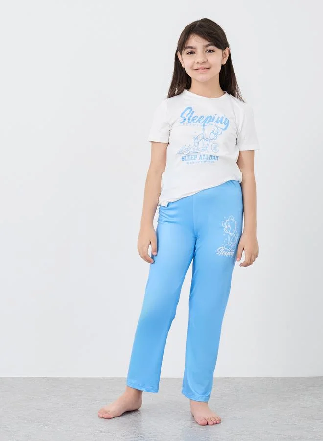 ستايلي Styli Bear Print T-Shirt and Pyjama Set