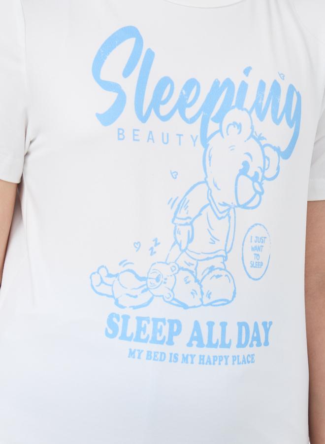 ستايلي طقم بيجامة وتيشيرت بطبعة دب ستايلي - Image 4