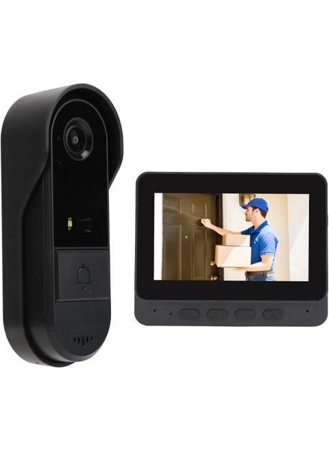 4.3" Wireless WiFi Video Doorbell with IPS Screen, Night Vision, 2-Way Audio, 128GB TF Card Support, 12-Language Intercom, Private 4G Security, Easy DIY Setup, Long Battery Life & Weatherproof – Smart Home Protection