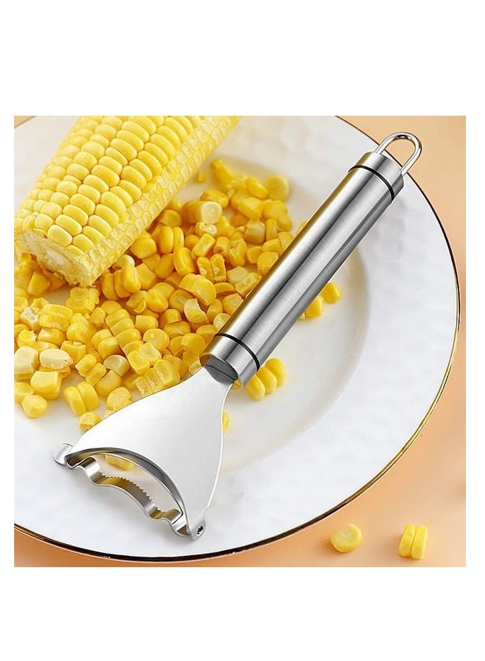 BAIG Stainless Steel Corn Planer Corn Cob Stripper Tool with Ergonomic Handle Portable Serrated Corn Stripper Thresher Kitchen Gadget - Image 2