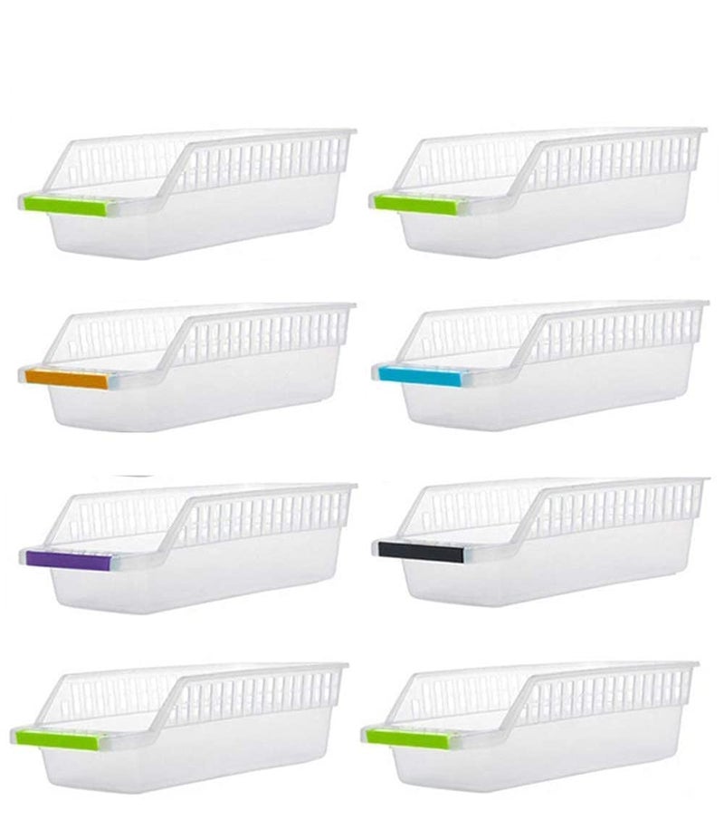 Inditradition Space Saver Fridge Organizer Bins | Stackable Refrigerator Food Storage Organizer, Food Grade Plastic (Pack of 8) - Image 1