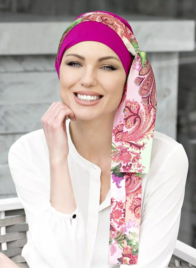 Rung Yanna Purple Royal Fuchsia Silk Scarf for Ladies - Image 1