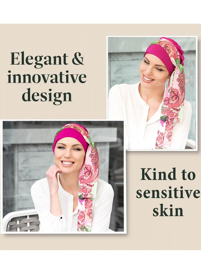 Rung Yanna Purple Royal Fuchsia Silk Scarf for Ladies - Image 2