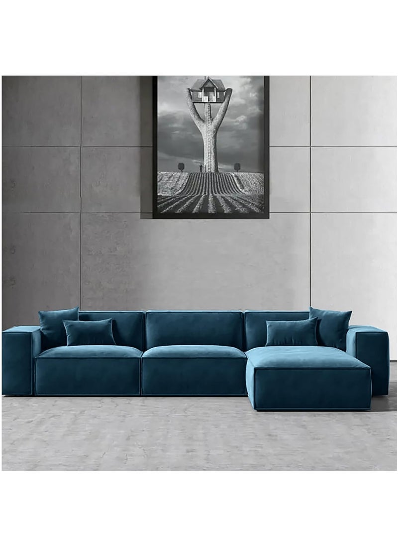 KARNAK Karnak Carol Corner l L-Shaped Luxury Sofa For Living Room Solid Wood Corner Modern Design Couch, Velvet Upholstered Color (Left, Torqouise)  - Image 1
