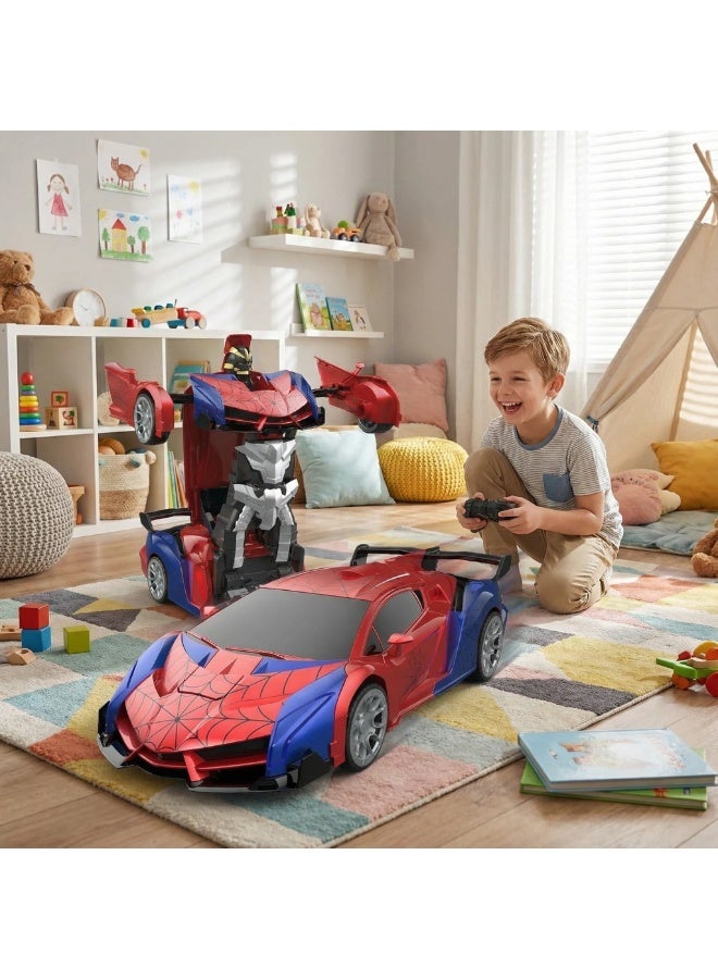 Bluejw Spider Transform RC Cars Toys with Eye & Underbody Lights, 2.4GHz Remote Control Car One-Button Deformation, Fast 360°Rotation Robot Toys Birthday Gifts for 3~12 Year Old Boys - Image 1