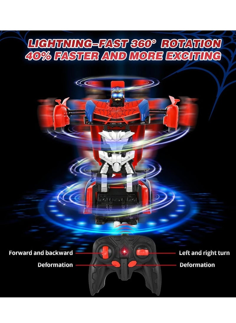 Bluejw Spider Transform RC Cars Toys with Eye & Underbody Lights, 2.4GHz Remote Control Car One-Button Deformation, Fast 360°Rotation Robot Toys Birthday Gifts for 3~12 Year Old Boys - Image 3