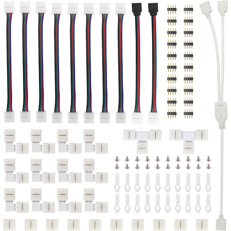 95pcs 5050 RGB LED-Strip Connector Kit with T-Shaped L-Shaped Strip-Jumpers LED-Strip Accessory Light Wire Connection Terminal-Splice Tool - Image 1