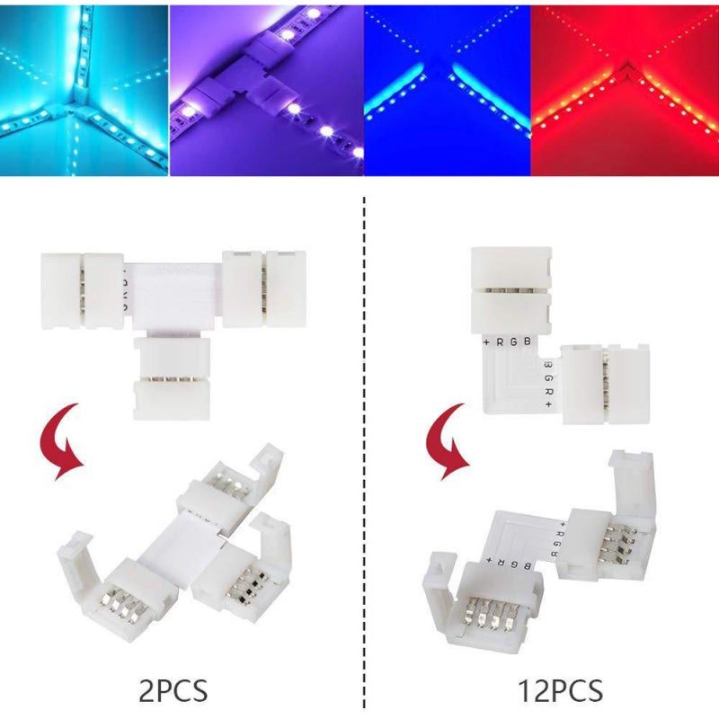 95pcs 5050 RGB LED-Strip Connector Kit with T-Shaped L-Shaped Strip-Jumpers LED-Strip Accessory Light Wire Connection Terminal-Splice Tool - Image 3
