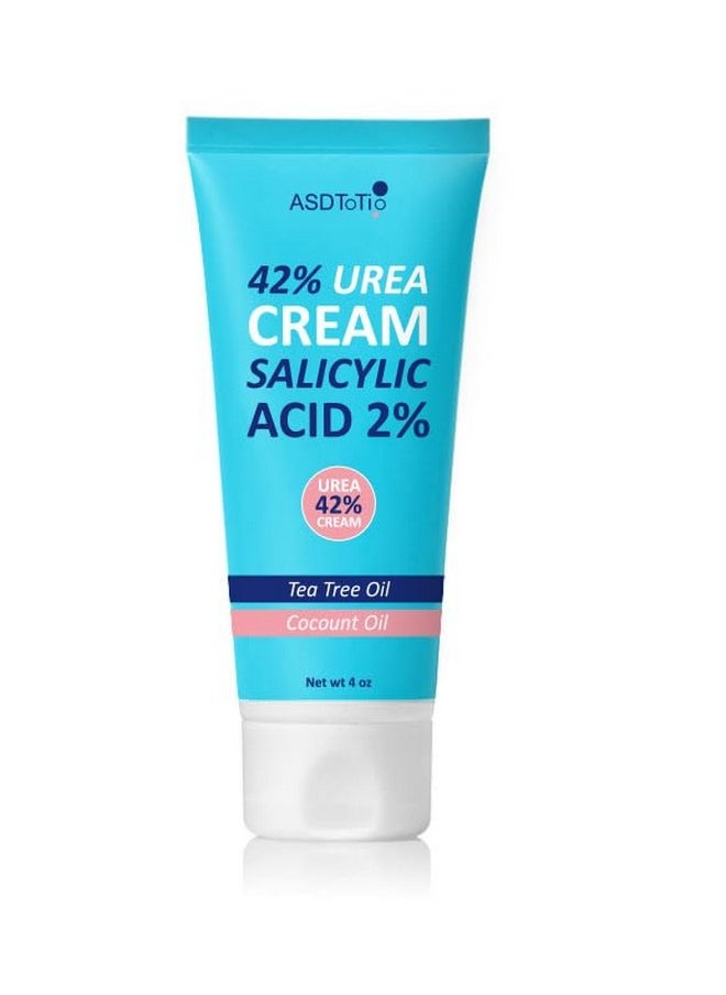 ASDToTio - Urea Cream 42% - Foot Care for Dry Cracked Heels, Foot Lotion - With 2% Salicylic Acid, Tea Tree Oil, Shea Butter, Aloe Vera - For Feet, Hands, Heels, Elbows, Knees and More - 4 oz - Image 1