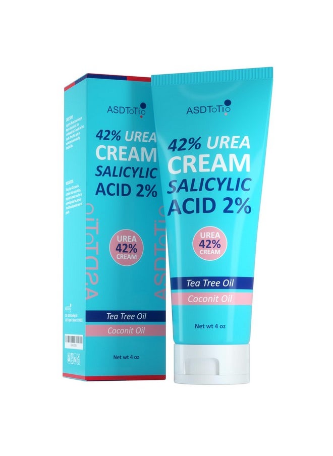 ASDToTio - Urea Cream 42% - Foot Care for Dry Cracked Heels, Foot Lotion - With 2% Salicylic Acid, Tea Tree Oil, Shea Butter, Aloe Vera - For Feet, Hands, Heels, Elbows, Knees and More - 4 oz - Image 1