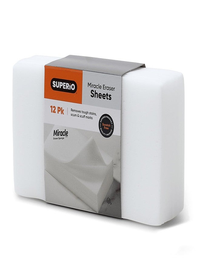 Superio Miracle Eraser Sheets - 12 Count - Multi-Surface Cleaning Pads, No Chemicals Needed, Scratch-Free - Image 1