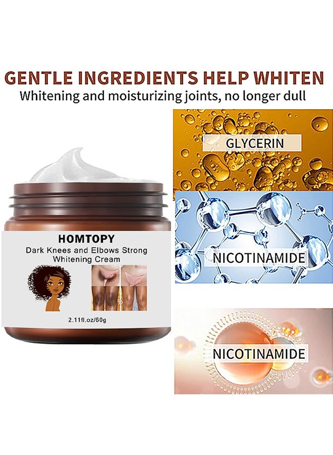 هومتوبس كريم تبييض قوي للركبتين والمرفقين الداكنين ، 60 جرام تخلص من المفاصل بسهولة في 7 أيام فقط تبييض البشرة يحسن لون البشرة كريم مغذي ومرطب - Image 2