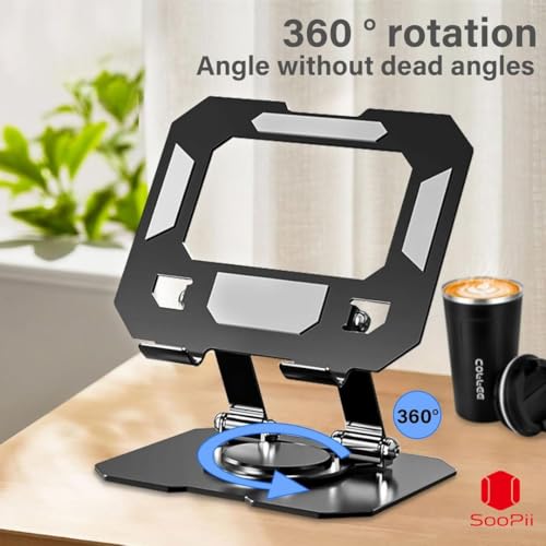 SOOPII Heavy-Duty Metal Tablet Stand Holder with 360° Rotating Base | Multi-Angle Adjustable | Sturdy & Universal Compatibility for All Tablets, iPad Pro 12.9/11/10.9/10.2, iPad Air & More - Image 5