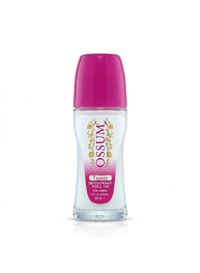 Ossum Teaser Deodorant Roll On for Women 0% Alcohol - 50 ml