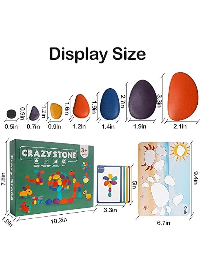 MIXDE 36Pcs Wooden Sorting Stacking Rocks Toys Colorful Balance Stones Game Montessori Jigsaw Puzzle with 30Pcs Cards Pebbles Building Blocks Set for Preschool Learning Gift for Kids Toddlers 3+ Year - Image 2