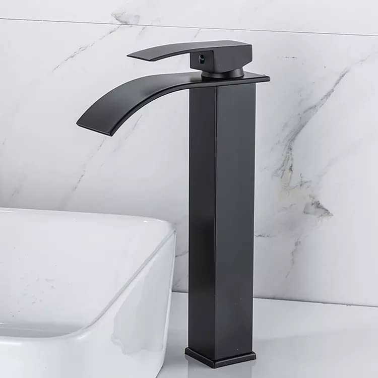 24x7 eMall Tall Waterfall Black Faucet Waterfall Single Lever Basin Mixer Midnight Waterfall Small Black SS Material 12 Inches Height - Image 5