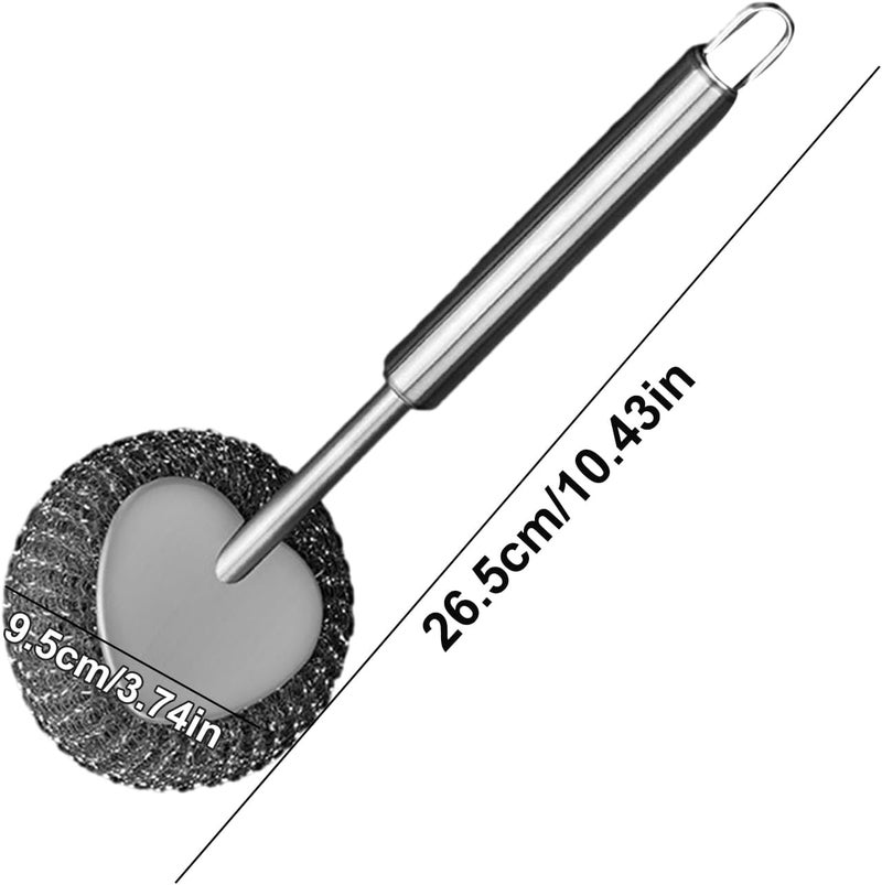 windforgecraft Stainless Steel Scourer with Handle - Metal Scrubber Cleaning Brush with Long Handle | Reusable Scouring Pad Stainless Steel Brush Sturdy for Sink Tiles Pans Pots Borato - Image 5