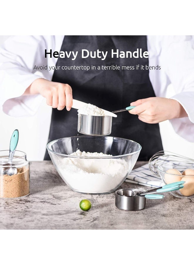 U-Taste Measuring Cups : U-Taste 18/8 Stainless Steel Measuring Cups and Spoons Set of 10 Piece, Upgraded Thickness Handle(Aqua Sky) - Image 5