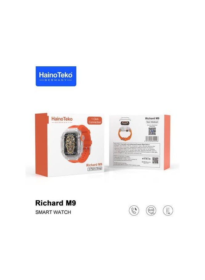 Haino Teko HainoTeko Richard M9 Smart Watch Orange Color A watch at the height of magnificence Equipped with heart rate sensors, calories, oxygen measurement, blood pressure measurement, sleep quality. - Image 2