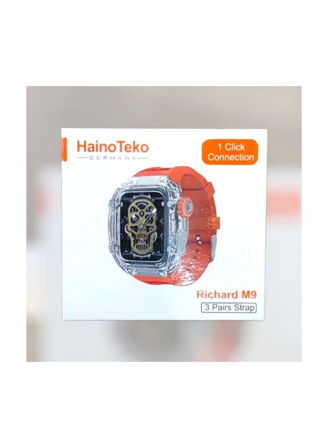 Haino Teko HainoTeko Richard M9 Smart Watch Orange Color A watch at the height of magnificence Equipped with heart rate sensors, calories, oxygen measurement, blood pressure measurement, sleep quality. - Image 1