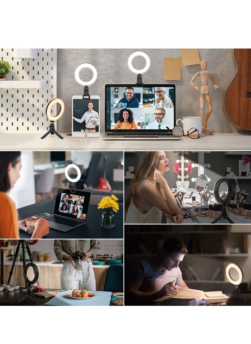 Generic - LED Ring Light for Live Streaming, YouTube Video, Photography & Makeup, Dimmable Desk Ring Light with Tripod & Phone Holder, 3 Light Modes and 10 Brightness Levels (5 inch) - Image 1