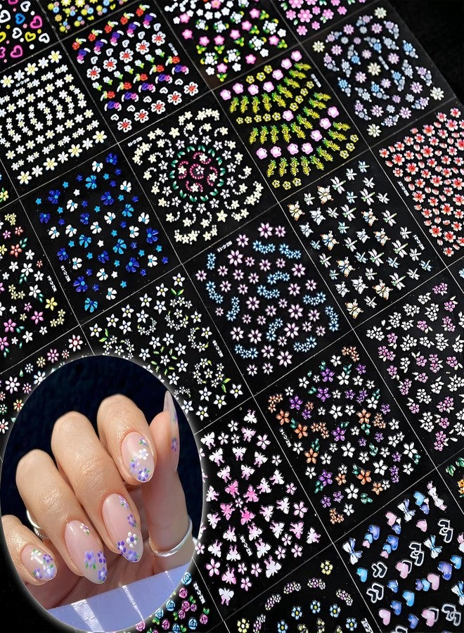 Mayklen Flower Nail Stickers for Nail Art - 30 Sheets, Decals Colorful Stick On Nails Art Stickers for Nails Extension Floral Decoration Sticker for Weddings, Party, Birthdays - Image 1