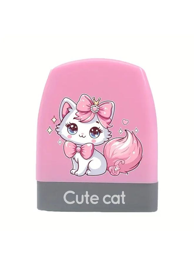 Personalized Pink Cartoon Name Stamp Waterproof Fast Drying Ink Back To School Gift - Image 1