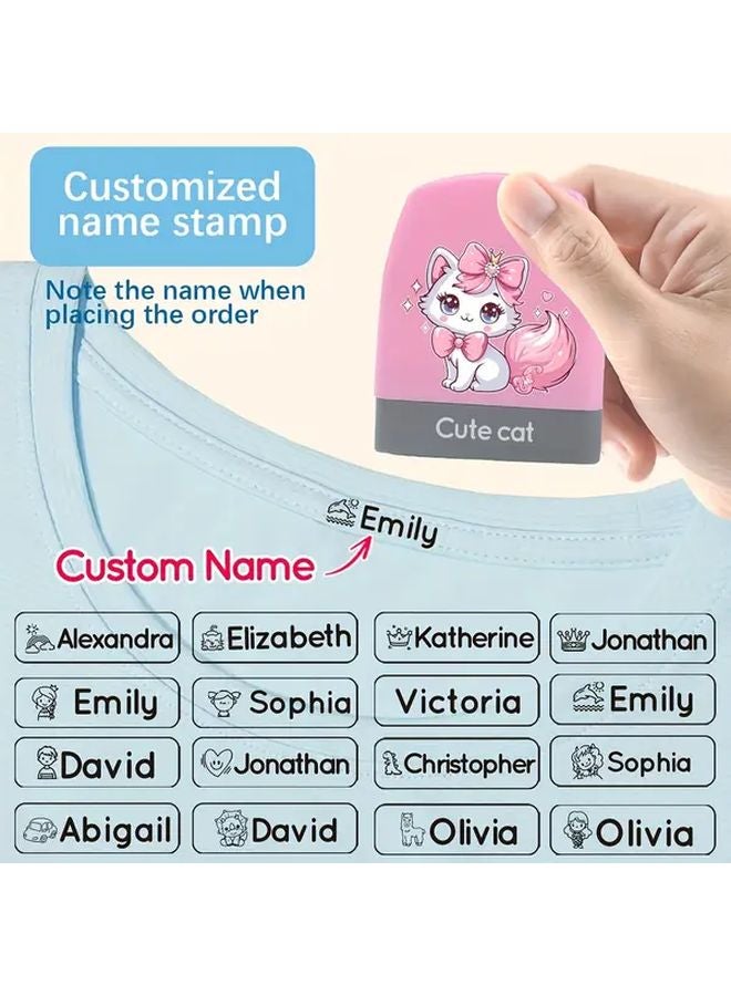 Personalized Pink Cartoon Name Stamp Waterproof Fast Drying Ink Back To School Gift - Image 3