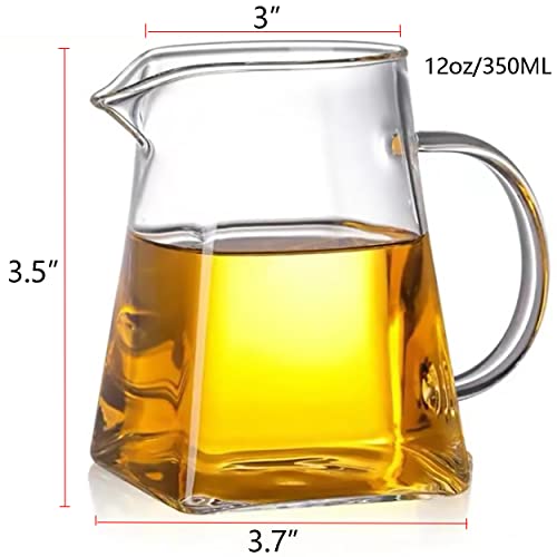 Dadamong Glass Pitcher with Handle, Milk and Cream Pitcher Cup Jug, Heat Resistant Borosilicate Glass Creamer for Coffee Tea or Maple Syrup Serving, Stovetop & Microwave Safe (12oz/ 350ML) - Image 3